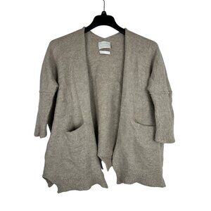 Lauren Manoogian Women’s 100% Baby Alpaca Open Front Cardigan Sweater Beige O/S
